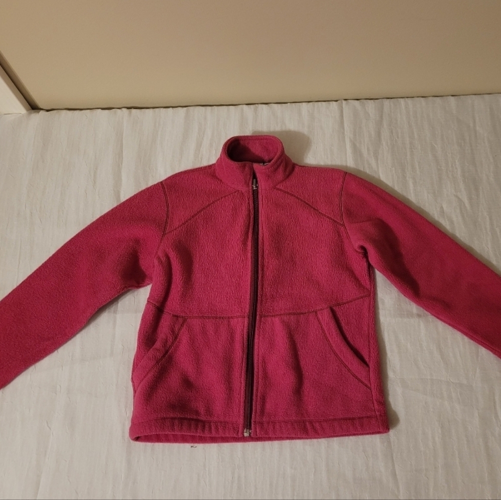 Girls White Sierra Small Pink Fleece Jacket